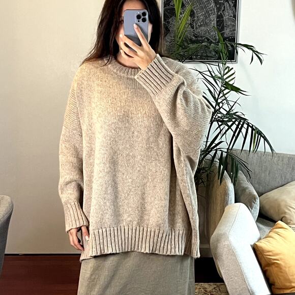 Jenni Kayne Alpaca Cocoon Crewneck Oatmeal Sweater size XL 1X - Picture 1 of 7